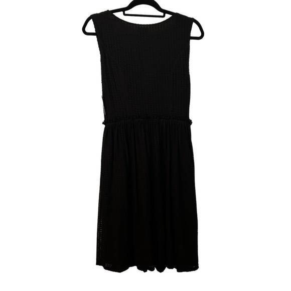 Lord & Taylor Black Draped Neck Waffle Style Lace Fully Lined Sleeveless Dress - Picture 6 of 15